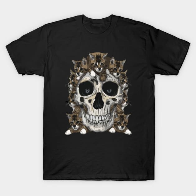 Cat Skull Cute Kitties Skull Design Creepy Skeleton Cat Lovers T-Shirt by TopTees